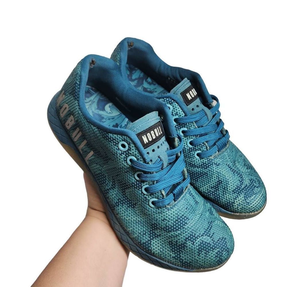 NOBULL Floral Trainers Unisex Sneakers Women's Size 8.5 Men's Size 7 Blue Green - Picture 2 of 12